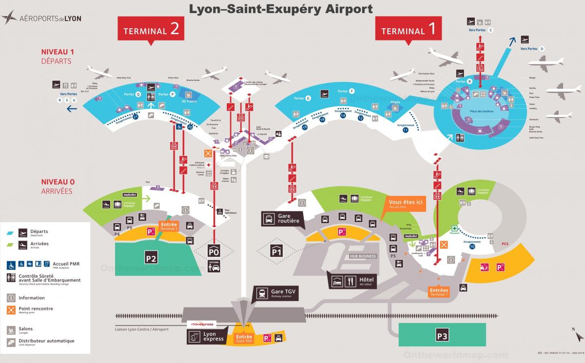Mapa de la terminal del aeropuerto de Lyon