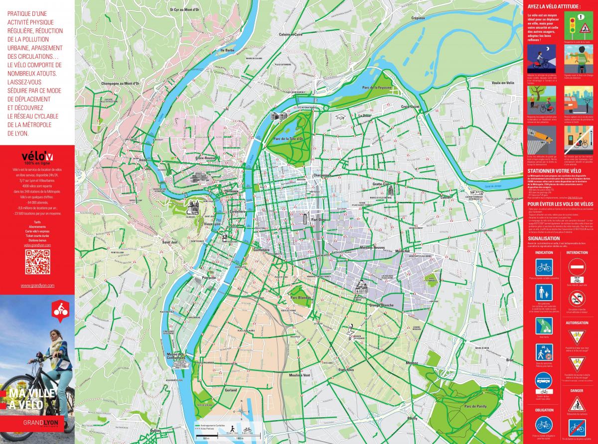 Mapa del carril bici de Lyon