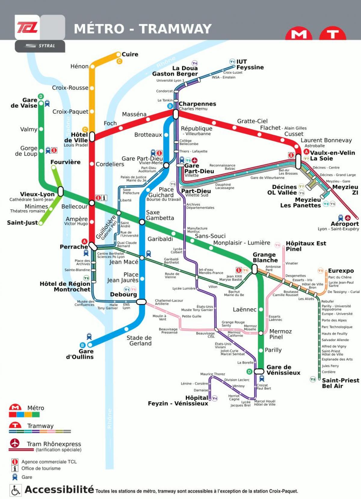 Mapa de la estación de metro de Lyon