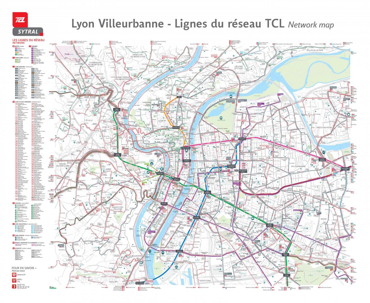 Mapa de transporte de Lyon